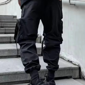 New <b>Denim</b> Cotton <b>Joggers</b> Cargo Pants for <b>Men</b> Casual Hip Hop Pocket Sweatpants Streetwear Light Wash Techwear Ribbons - Product Image 3