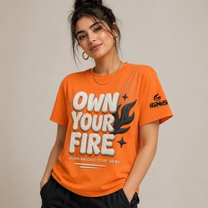 Camiseta de Mujer con Estampado Puff, Mezcla de Algodón Premium, Diseño Gráfico, Cómoda, Manga Corta, Atuendo Informal para el Día a Día - Product Image 4