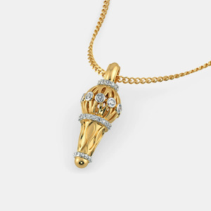 Collier pendentif en or jaune 14K plaqué, diamant de laboratoire taille brillant ronde, motif montgolfière de luxe - Product Image 5