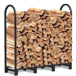 Modern <b>Steel</b> Log Holder Rectangle Powder Coated Firewood Storage <b>Rack</b> Outdoor Use - Product Image 4