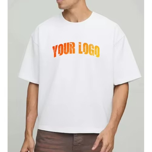 T-shirt décontracté pour homme, blanc, surdimensionné, à manches courtes, col rond, avec impression de lettres sur le devant, 100% coton jersey tricoté - Product Image 1