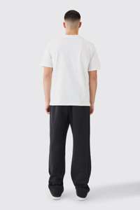 Camiseta Blanca de Cuello Redondo para Hombre, Color Sólido, Mezcla de Algodón, Corte Regular Informal - Product Image 2