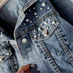 Custom Eco-Friendly Breathable Long Sleeve Acid Washed <b>Denim</b> Jacket for Women Casual Button-Decorated Jean <b>Coat</b> Pockets Autumn - Product Image 3
