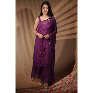 Vestido Caftán de Chifón Morado Real con Tirantes Finos, Cintura Natural, Largo Midi, para Fiestas - Product Image 2