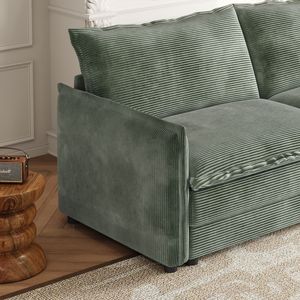 Divano a U in Tessuto Corduroy a 4 Posti, Set Comodo con Seduta Profonda, 2 Poggiapiedi Mobili, Divano Cloud Confortevole per Soggiorno - Product Image 6