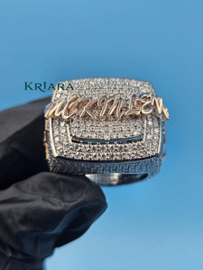 Bague pour homme en argent 925 plaqué or rose 18 carats avec diamants de laboratoire, style hip-hop glacé, pour usage quotidien - Product Image 5