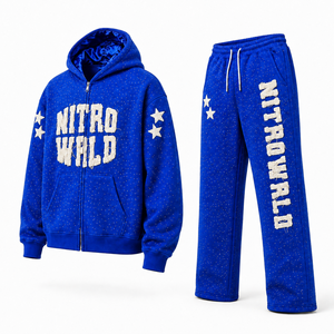 Survêtement Nitro Wild, sweat-shirt à capuche entièrement zippé de couleur marron avec imprimé étoiles, pantalon de survêtement, streetwear, coupe classique, unisexe adulte, vêtements d'automne - Product Image 3
