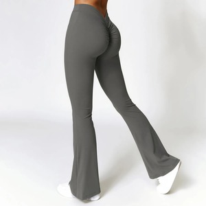 Leggings de Yoga de Cintura Alta con Pierna Ancha, Azul Sólido, Cintura Elástica Sin Costuras, Largos, Ropa Deportiva, Antibacterianos, de Secado Rápido, Elásticos en Cuatro Direcciones - Product Image 6