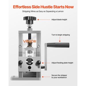 Spellatura Cavi Manuale 0.06-1 Pollici, Spellacavi a Manovella per Trapano, Attrezzatura per Riciclo Rifiuti Metallici 64Mn Temprato - Product Image 6