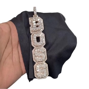 Colgante de Lujo Hip Hop BOSS con Moissanita, Chapado en Oro Rosa y Plata, Estilo Bling Iced Out para Hombre - Product Image 1
