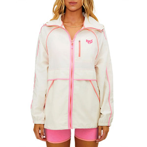 Chaqueta Cortavientos Ligera con Capucha para Mujer, Rosa y Blanca, Personalizable, de Secado Rápido, para Fitness y Running, con Cierre, OEM, Ropa Deportiva, Chaquetas para Hombre - Product Image 1