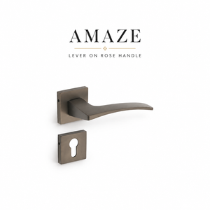 Amaze Lever On Rose <b>Handle</b> With English Grey Finish Modern Door Hardware For Interior Doors Residential And Commercial Use - Product Image 1