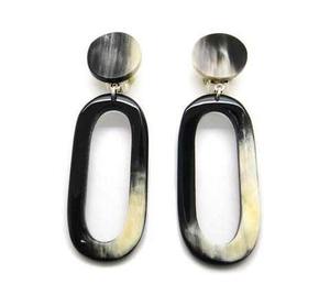 Boucles d'oreilles en corne de buffle véritable, 100% naturelles, écologiques, faites à la main, design floral, bijoux de luxe pour femmes et filles - Product Image 2