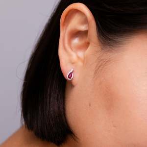 AAA Ruby Diamond <b>Earrings</b> 14k Rose Gold Pear Cut <b>Studs</b> <b>Earrings</b> <b>Fine</b> Jewelry Gift for Women Anniversary Wedding <b>Earrings</b> - Product Image 3