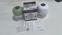 Mini elektrische plastic groentesnijder, -hakker, -knoflookpers, -kruiser, USB oplaadbaar, roestvrijstalen messen, automatisch, eenvoudig