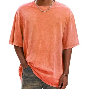 Camiseta Oversize Rosa de Algodón Lavado para Hombre, Casual, Manga Corta, Cuello Redondo, Color Liso, Hombro Caído, Ajuste Jersey - Product Image 2
