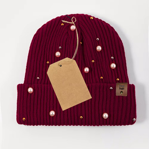 <b>Warm</b> Fleece Lined Knitted Beanie <b>Hat</b> for Winter Custom Embroidery Cuffed Beanie <b>Hat</b> Private Label - Product Image 2