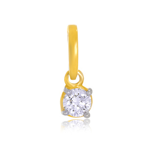 Colgante clásico de diamantes cultivados en laboratorio con corte brillante redondo en oro amarillo para uso diario, colgante de joyería para mujer. - Product Image 1