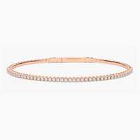Bracelet jonc solitaire en diamant, fin et minimaliste, en or massif 14K, 0,50 ct, diamant de laboratoire VS+ Clarity, serti à griffes, fermoir poussoir