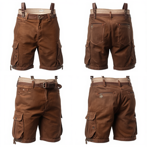 Pantalones Cortos Bávaros de Gamuza Marrón Nogal para Hombre, Personalizados, Tradicionales, Bordados, de Cuero, para Oktoberfest, Marca Privada OEM - Product Image 1