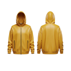 Sudadera con Capucha de Cuero Sólido para Hombre, Diseño Personalizado OEM, Invierno, Bolsillos Delanteros, 100% Cuero, Manga Larga, Casual, Ecológica - Product Image 6