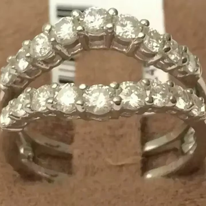 แหวนแต่งงานเพชรโมอิสซาไนต์ เงินแท้ 925 แหวนสองแถวสำหรับผู้หญิง เครื่องประดับวันครบรอบ - Product Image 1