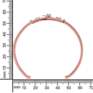Rose Gold Lab Grown Diamond Floral 18K Women's <b>Bangle</b> <b>Bracelet</b> - Product Image 5