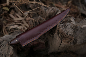 มีดตกปลาทำมือแบบกำหนดเองของ Burraq ใบมีดเหล็กดามัสกัสขนาด 8/9 นิ้ว หนา 3.0 มม. พร้อมปลอกหนัง - Product Image 6