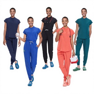 Hospital Scrubs Uniform <b>Sets</b> Woven Fabric Unisex Scrub <b>Sets</b> for <b>Doctor</b> Dental Clinic Salon Surgical Use with Customized Logo - Product Image 3