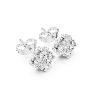 Boucles d'oreilles de fiançailles en or rose 14 carats avec diamant rond cultivé en laboratoire pour femmes |   Nouveau diamant cultivé - Product Image 6