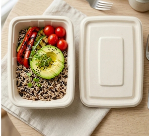 Bagasse Disposable <b>Lunch</b> <b>Box</b> Rectangular Food Container Compostable Microwavable Rectangular Meal Prep Tray for Restaurant - Product Image 3
