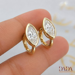 Modern Leaf Shape Marquise Lab Grown Diamond Stud Earrings Gold Rhodium Plated Classic Elegant Bezel <b>Frame</b> Fine Jewelry - Product Image 4