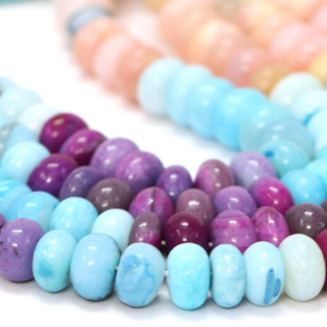 Cuentas de Ópalo Multicolor en Forma de Rondelle: Azul Cielo y Morado, Calidad AAA - Product Image 5