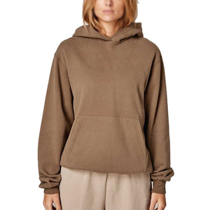 Sweat-shirt d'hiver unisexe épais à capuche pour femme, couleur unie personnalisable, manches longues, pull streetwear, face avant unie en polaire 100% - Product Image 1
