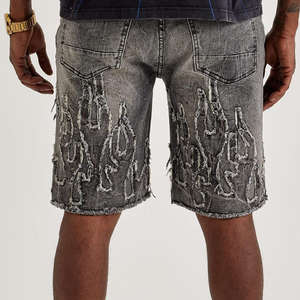 Shorts en jean décontractés pour hommes, taille haute, coupe droite, 100 % coton écologique, broderie personnalisée, vente en gros OEM 2026 - Product Image 5