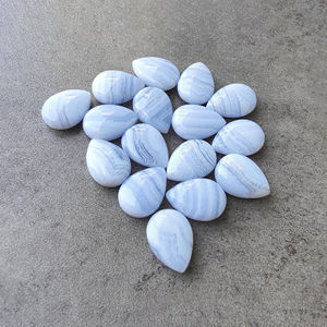 Agate bleue véritable, cabochon en forme de goutte d'eau, poli, pierre précieuse en vrac - Product Image 2