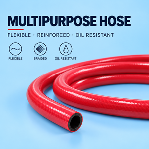 Tuyau PVC rouge multi-usage, flexible, tressé, renforcé, pour transfert d'eau et d'air, rouleau de 100m, vente en gros, OEM, ODM, fournisseur industriel pour B2B - Product Image 1