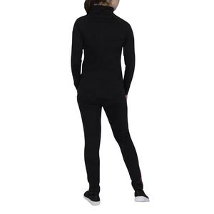 Conjunto de 2 piezas informal de otoño con logotipo personalizado, chándal deportivo para fitness, sudaderas con capucha colorblock y pantalones acampanados de punto, traje para mujer - Product Image 2