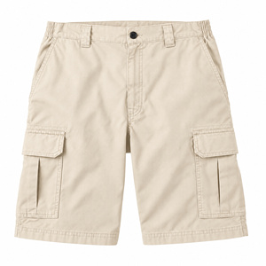 Pantalones Cortos Cargo Beige para Hombre, Cintura Media, Largura hasta la Rodilla, Casuales, con Botones, Bolsillos Sólidos, Estilo Bermuda - Product Image 1