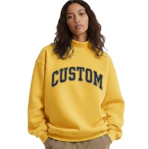 Sudadera Oversize de Cuello Alto para Mujer con Diseño de Bordado y Patchwork, Tejido Suave y Grueso, Estilo Urbano Relajado Personalizado - Product Image 1