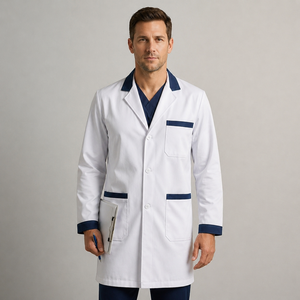 Blouse médicale pour homme en polyester et coton, blouse de médecin, uniforme d'infirmière, vêtements de travail d'hôpital, coupe classique - Product Image 1