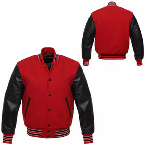 Chaqueta Varsity de Béisbol Personalizada con Logotipo, de Piel de Oveja Revestida, Impermeable, Cortavientos, Transpirable, con Cuello Redondo y Puños Acanalados para Hombre - Product Image 2