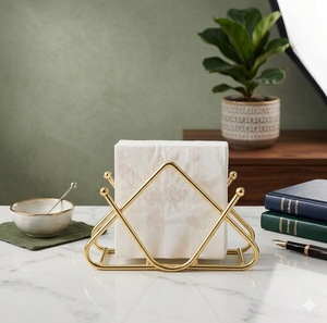 Luxury Gold Metal Napkin <b>Holder</b> Elegant Geometric Design Table Napkin Stand Durable Iron <b>Tissue</b> <b>Holder</b> For Dining Table <b>Kitchen</b> - Product Image 5