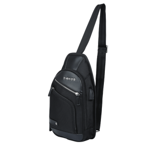 Sac messager pour homme tendance Hip-Hop, rayures noires, décoration à fermoir, compartiment pour ordinateur portable antichoc, port USB, design détachable - Product Image 2