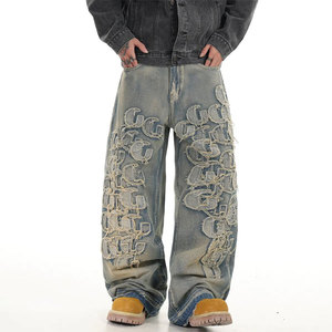 Pantalones Vaqueros Holgados de Poliéster 100% para Hombre, Fabricante OEM, Pantalones Vaqueros Anchos Transpirables de Estilo Urbano - Product Image 3