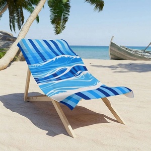 Serviette de plage en coton pour la plage, douce, séchage rapide, imprimée, résistante au sable, motif rayé, tissu absorbant - Product Image 6