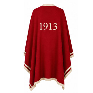 Delta Sigma Theta Women Wool Cape <b>Wrap</b> 1913 Embroidered Red Formal <b>Shawl</b> Long Winter Scarf - Product Image 3