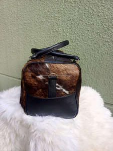 Sac de voyage en cuir de vachette personnalisé avec poils, sac de week-end, sac de sport, fermeture éclair de luxe, portable LHDB-0119 - Product Image 2