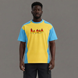 Premium Quality Custom <b>Patchwork</b> Screen Printing Logo Men's T-<b>Shirt</b> Heavyweight 100% Cotton Eco-Friendly Hip Hop Style Baggy - Product Image 1