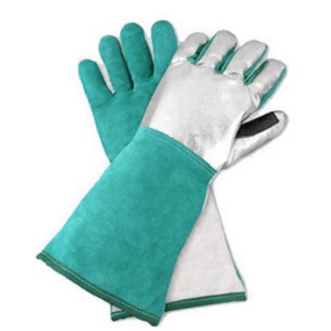 Aluminized Cowhide Split Leather Safety Gloves <b>Fire</b> Retardant Heat Resistant Welding Hand Protection Industrial and Household - Product Image 4